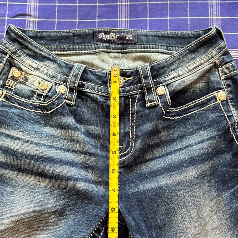 Miss Me Dark Blue Denim Jeans Mid-Rise Boot Size 25 - Picture 10 of 15